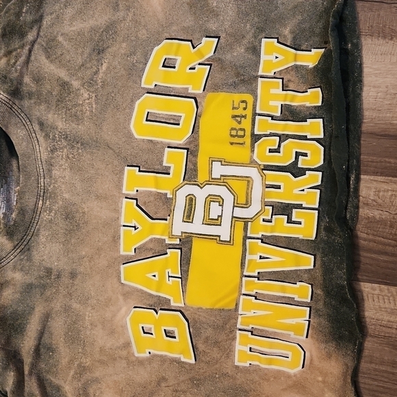 BAYLOR Long-Sleeved Crop T-Shirt Size Medium Custom Dyed and Distressed … - Picture 2 of 4